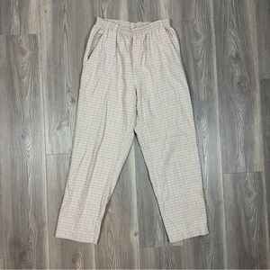Jantzen Classics Cream Brown‎ Blue Plaid Straight Leg Pants with Pockets